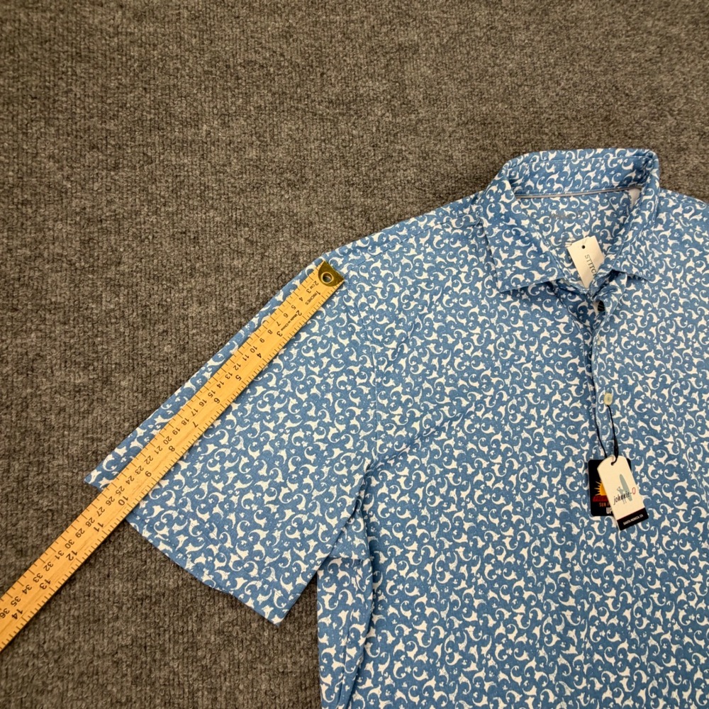 Johnnie-O Mens Prep-Formance Polo Shirt Liberty Blue Scroll Print JMPO461 Large - Picture 5 of 10